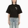 PALM ANGELS PALM ANGELS | BLACK COTTON T-SHIRT WITH EMBROIDERY