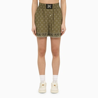 PALM ANGELS BOXER SHORTS WITH MILITARY GREEN PRINT