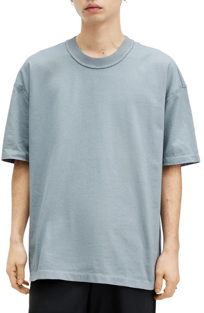 Allsaints Isac Oversized Crew Neck T-shirt In Dusty Blue