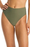 Sea Level Retro High Waist Bikini Bottoms In Khaki