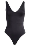 Good American V-neck Scuba Bodysuit In Black