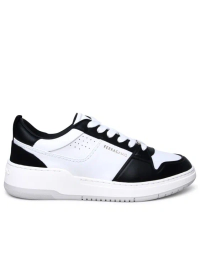 Ferragamo Two-tone Leather Sneakers In Black