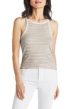 Splendid Candice Stripe Linen Blend Crop Tank In Fawn Stripe