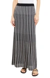 Misook Burnout Stripe A-line Maxi Skirt In Black/ White