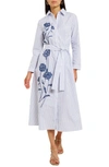 MISOOK FLORAL EMBROIDERED LONG SLEEVE MIDI SHIRTDRESS