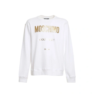 Moschino Couture Cotton Logo Sweatshirt In White