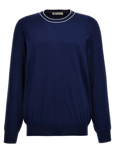 Brunello Cucinelli Cotton Sweater In Blue