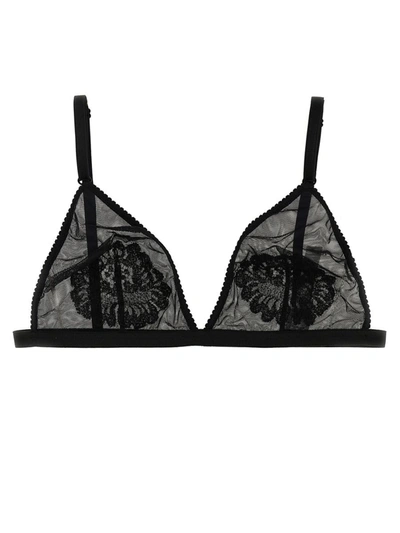 Dolce & Gabbana Dolce&gabbana Black Tulle Triangle Bra With Lace Details