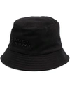 Isabel Marant Cotton Haley Bucket Hat With Broad Brim In Black/black