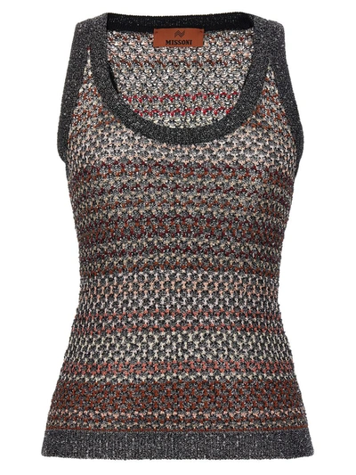 Missoni Multicolor Mesh Knit Tank Top With Sequins