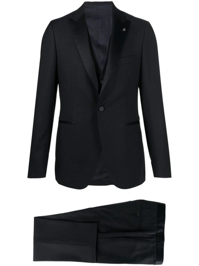 Tagliatore Single-breasted Three-piece Suit Set In Black