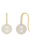 EF COLLECTION 14K GOLD PAVÉ DIAMOND MOTHER-OF-PEARL BALL DROP EARRINGS