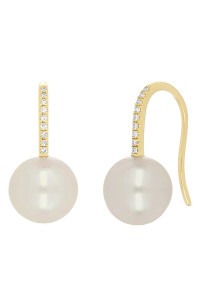Ef Collection Pearl Ball Drop Earrings In Gold