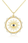 EF COLLECTION EF COLLECTION 14K GOLD DIAMOND & SAPPHIRE FLOATING EVIL EYE PENDANT NECKLACE