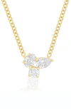 EF COLLECTION EF COLLECTION TRIPLE DIAMOND CLUSTER PENDANT NECKLACE