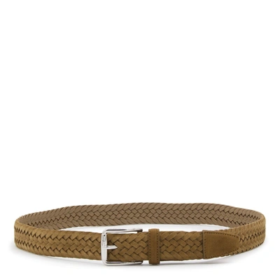 Tod's Brown Suede Braided Belt In Sand
