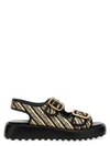 Tod's Sandals In Fabric In White/black