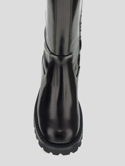 Versace Black Knee-high Boots In Black- Gold