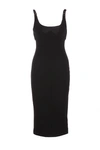 Versace Jeans Couture Square-neck Cady Midi Dress In Black