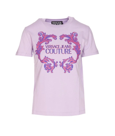 Versace Jeans Couture Logo印花棉t恤 In Purple