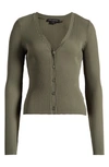 Shop Good American Shine Rib Cardigan In Fatigue001
