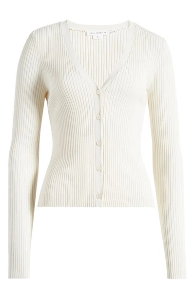 Good American Womens Cloud White001 V-neck Slim-fit Rib-knit Cardigan