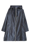 Herno Navy Blue Parka With Iridescent Effect And Slouchy Drawstring Hood In Navy