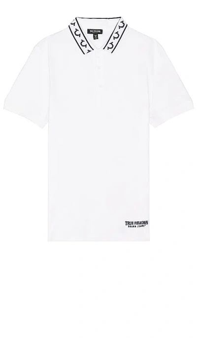 True Religion Men's Short Sleeve Relaxed Polo Shirt In Optic White