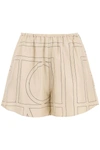 Totême Toteme Monogram Silk Pj Shorts In Beige