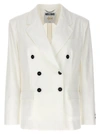 Moschino Double-breasted Blazer With Buttoned Cuffs In White