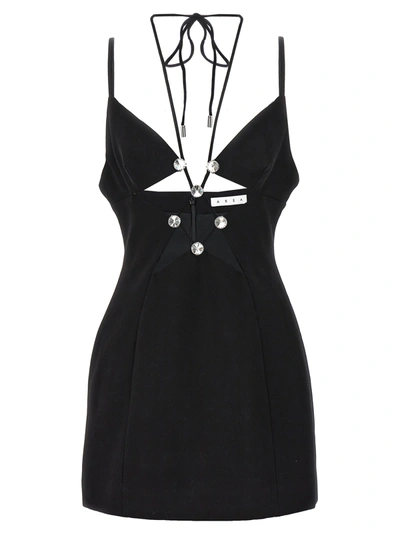Area Crystal Star Mini Dress In Black
