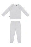 Maniere Box Pattern Stretch Cotton Top & Pants Set In Blue