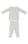 Maniere Box Pattern Stretch Cotton Top & Pants Set In Slate