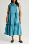 Eileen Fisher Tiered Silk Dress In River