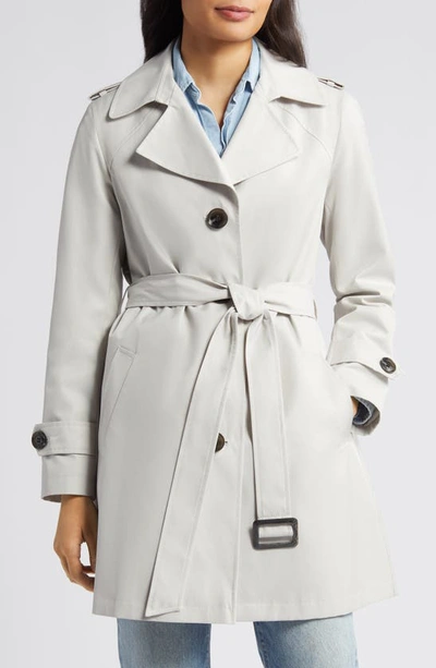 Sam Edelman Buckle Belt Trench Coat In Feather Grey