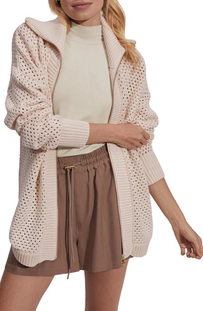 Varley Finn Longline Knit Jacket In Neutrals