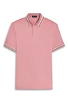 Bugatchi Tipped Short Sleeve Cotton Polo In Dusty Pink