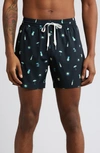 Chubbies Classic Lined 5.5-inch Swim Trunks In Black - Pattern Base