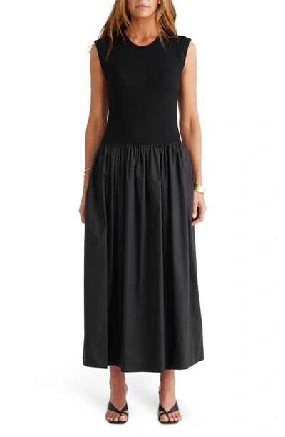 Brave + True Daphne Mixed Media Sleeveless Maxi Dress In Black