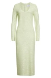 St John Sequin Knit V-neck Dress In Pale Lime