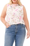 VINCE CAMUTO VINCE CAMUTO FLORAL SLEEVELESS COWL NECK TOP