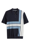 TED BAKER AMBLER COLORBLOCK SHORT SLEEVE WOOL POLO SWEATER