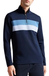 Ted Baker Veller Long Sleeve Slim Fit Half Zip Sweater In Navy