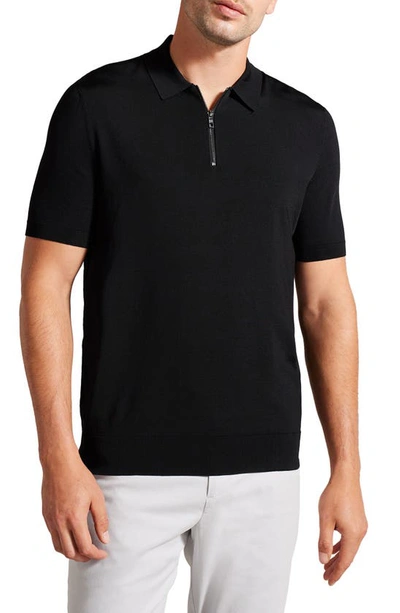 Ted Baker Daldin Zip Polo In Black