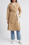 VIA SPIGA WATER REPELLENT DOUBLE BREASTED COTTON BLEND TRENCH COAT