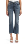 Mavi Jeans Anika High Waist Fray Hem Crop Flare Jeans In Mid Flex Blue