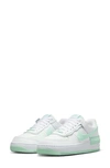 Nike Air Force 1 Shadow Leather Platform Sneakers In White/ Mint/ Green