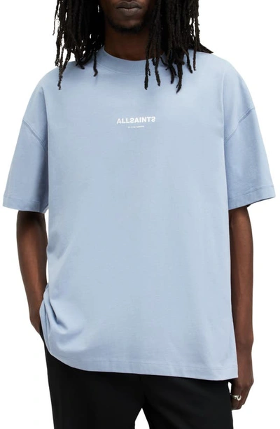 Allsaints Subverse Logo Oversized T-shirt In Violet Blue