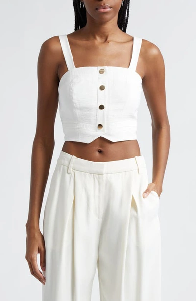 Ramy Brook Gabi Button-front Crop Top In Ivory