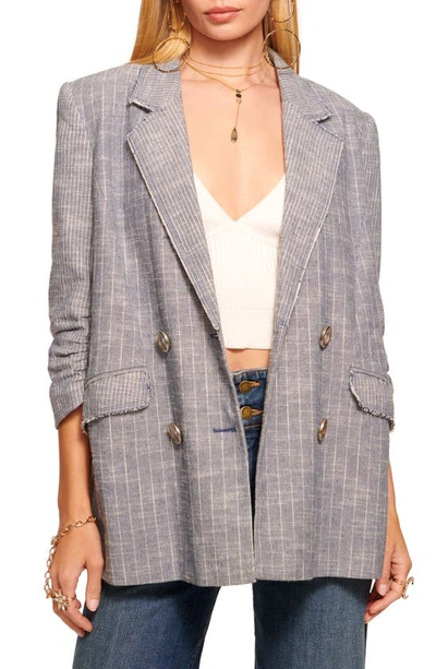 Ramy Brook Lilianna Double-breasted Stripe Blazer In Light Indigo